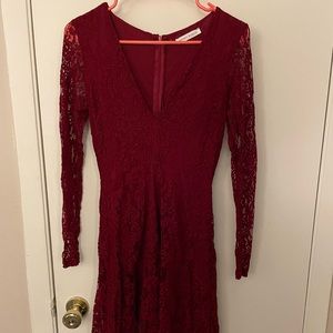 Honey punch dark red lace dress